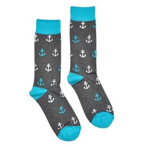 Men's Novelty Crew Socks Anchor Cotton Gray Fun